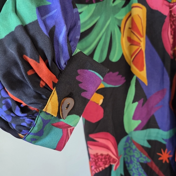 FARM Rio Wrap Jumpsuit Split Leg Beaded Tassel Sleeve Eco Viscose XS Multicolor - Picture 3 of 11